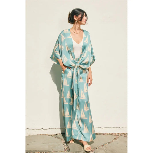 Coastal Reverie High Slits Kimono Duster