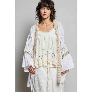 Elasticized Detail Kimono Long Sleeve Top