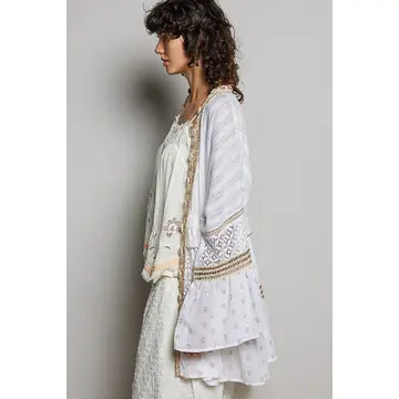 Elasticized Detail Kimono Long Sleeve Top
