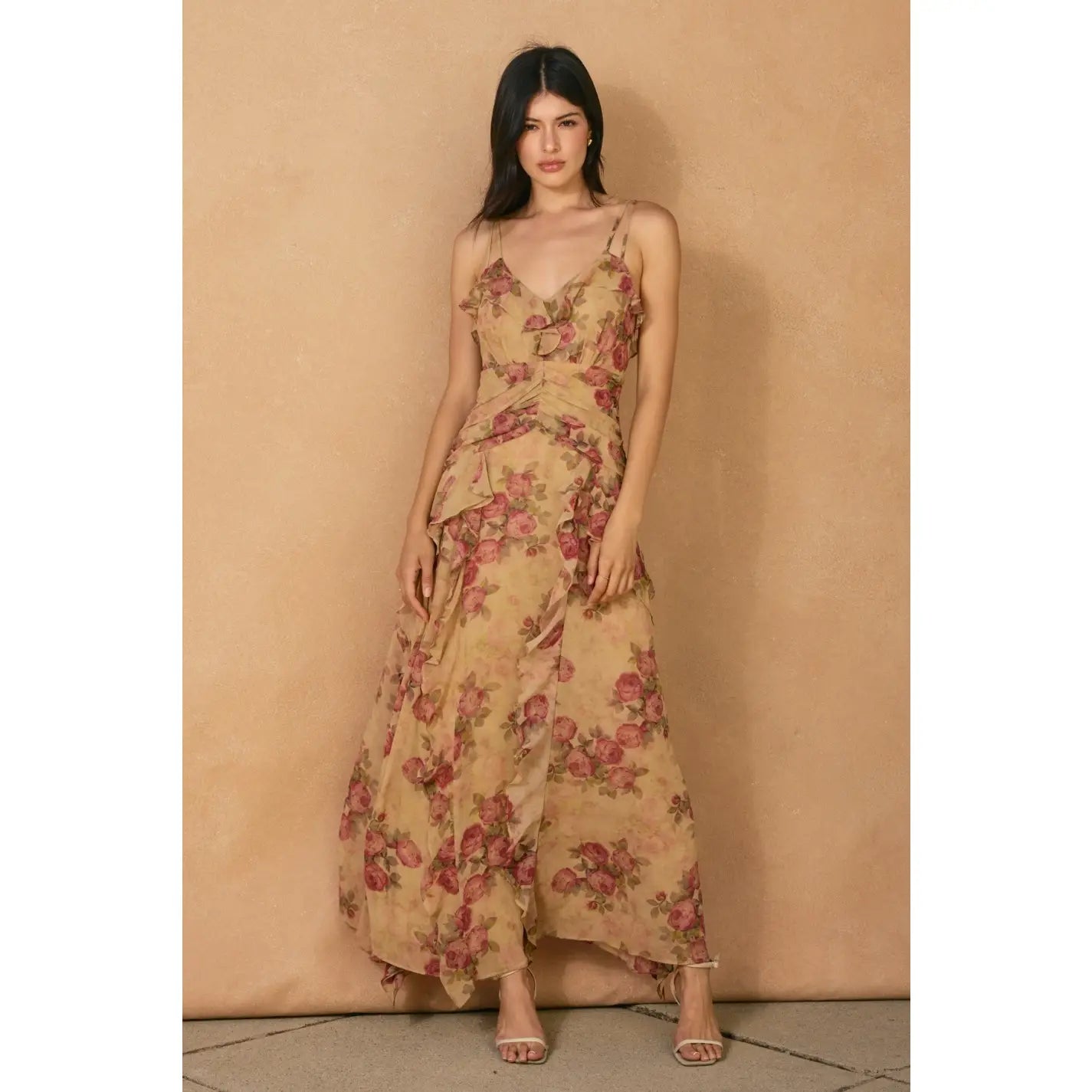 Baked Crimson Ruffled Up Maxi Dress