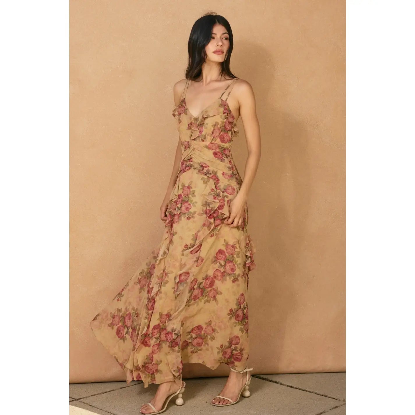 Baked Crimson Ruffled Up Maxi Dress