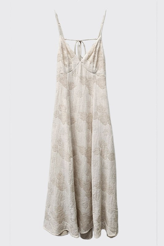 Jacquard Double Gauze Open Back Maxi Dress