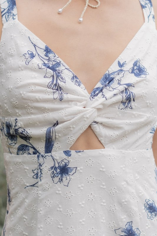Printed Eyelet Maxi Dress