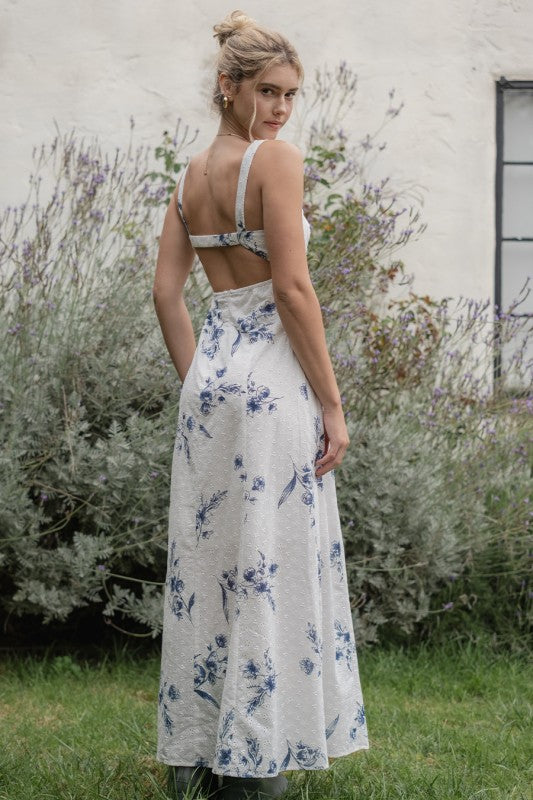 Printed Eyelet Maxi Dress