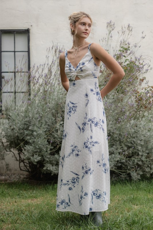 Printed Eyelet Maxi Dress