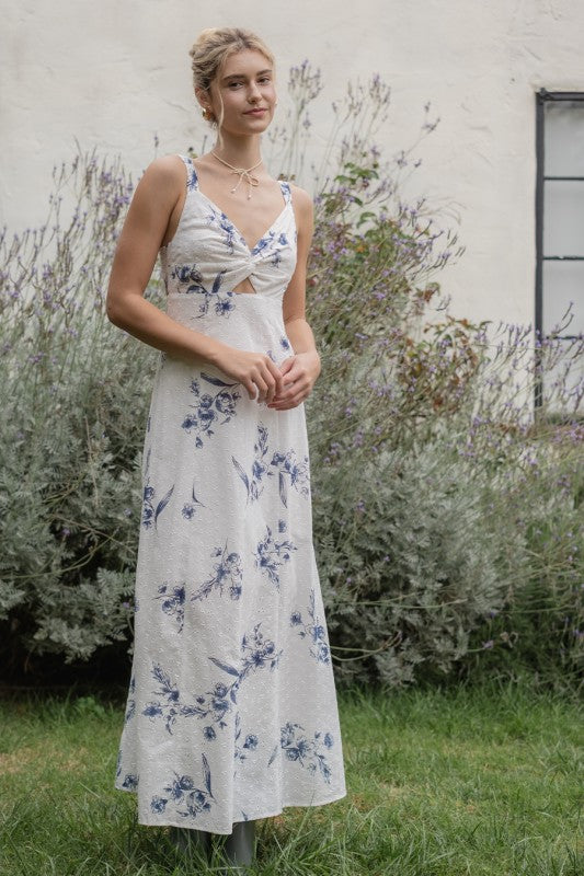 Printed Eyelet Maxi Dress