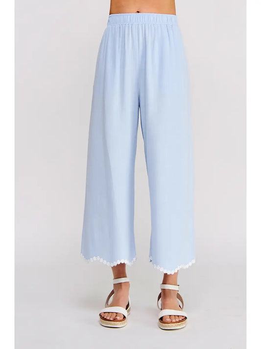 Soft Linen Elastic Waist Ankle Pant