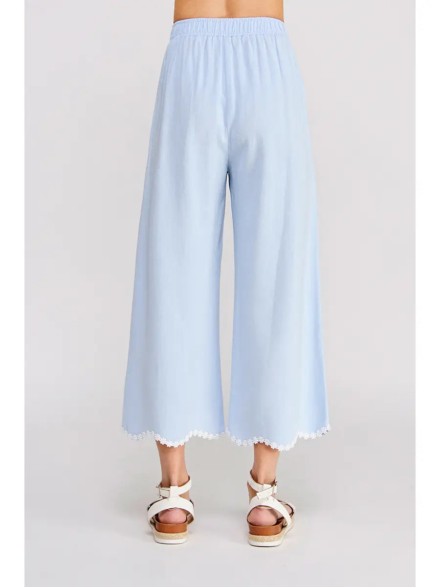 Soft Linen Elastic Waist Ankle Pant