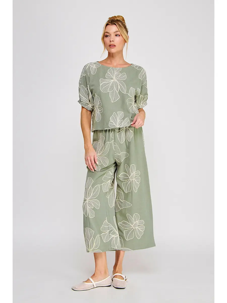 Floral Embroidered Soft Pant