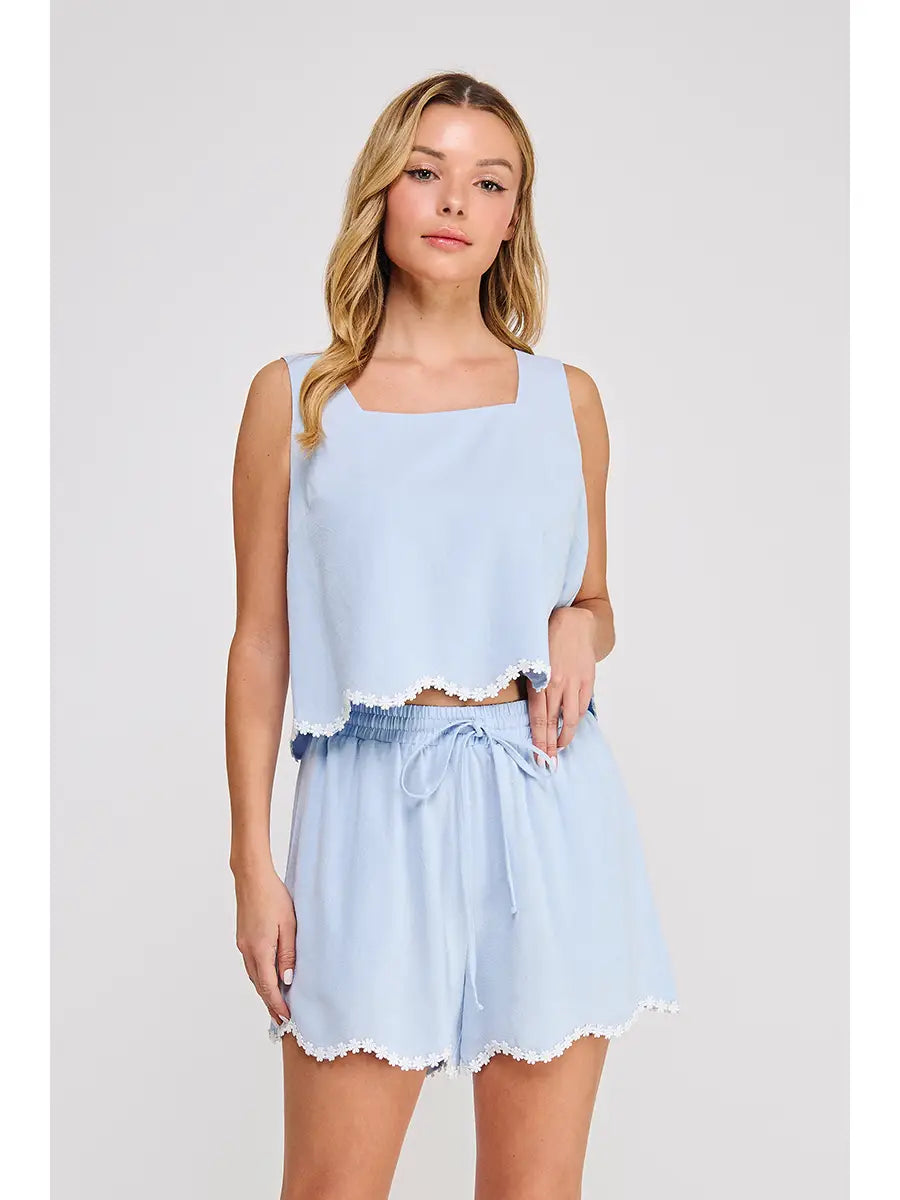 Soft Linen Blend Square Neck Tank
