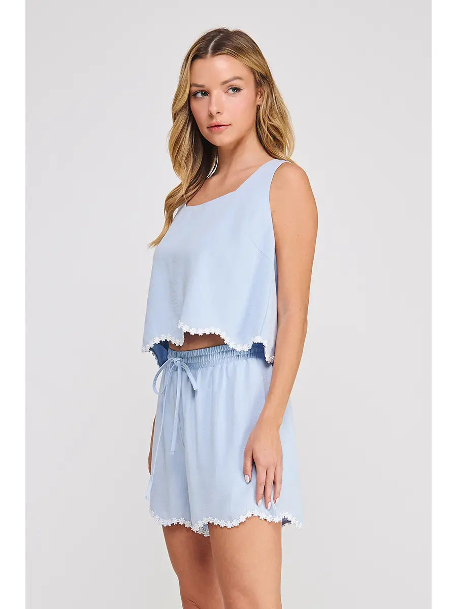 Soft Linen Blend Square Neck Tank