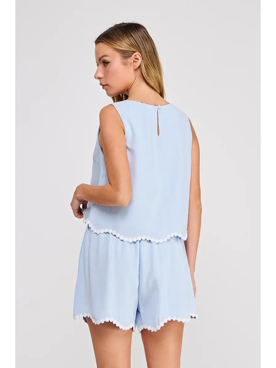 Soft Linen Blend Square Neck Tank