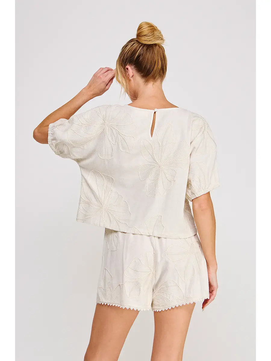 Floral Embroidered Dolman Top