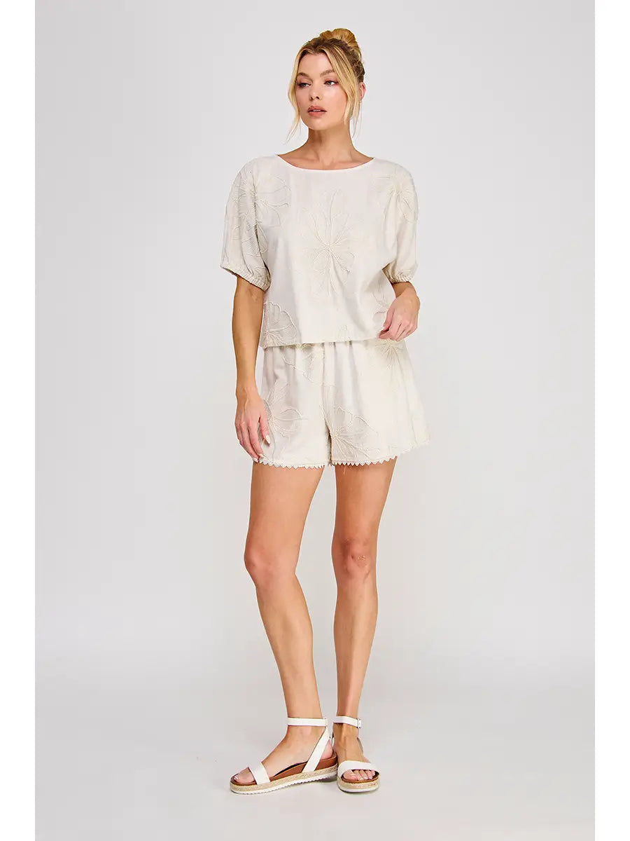Floral Embroidered Dolman Top