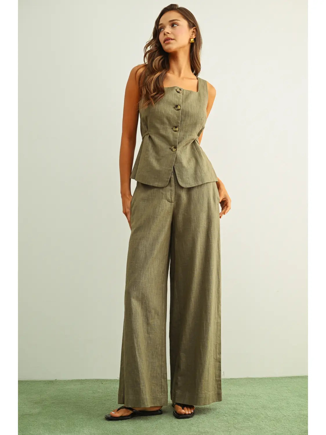 Wide Leg Linen Trousers