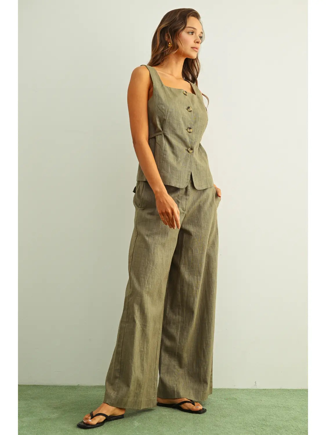 Wide Leg Linen Trousers