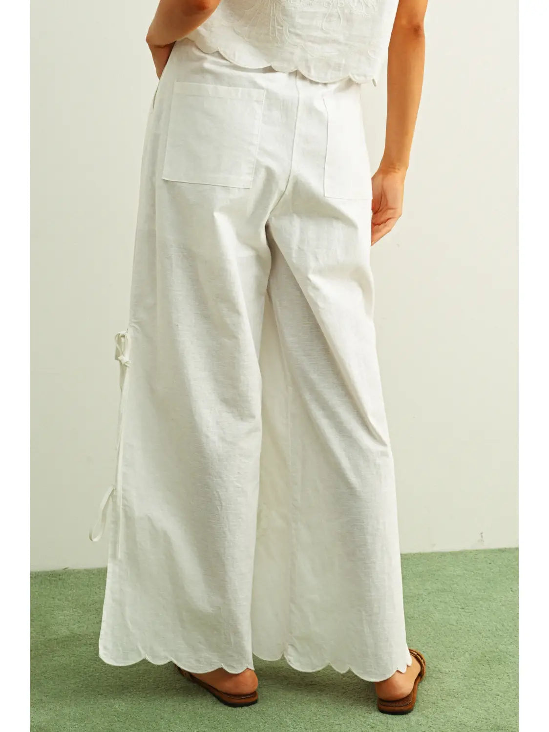 Embrodiery with Tie On the Side Pants