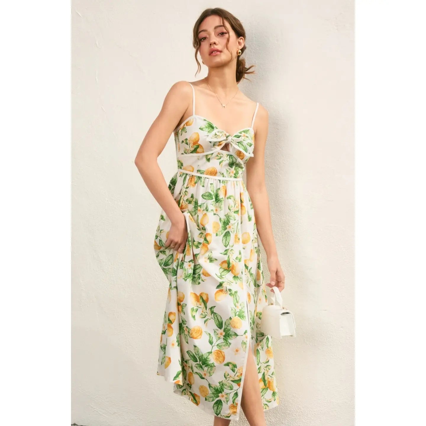 Lemon Sleeveless Contrast Binding Maxi Dress
