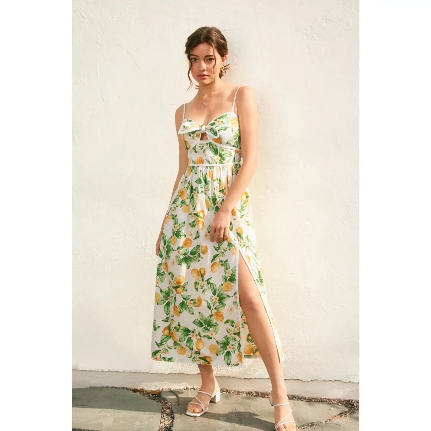 Lemon Sleeveless Contrast Binding Maxi Dress