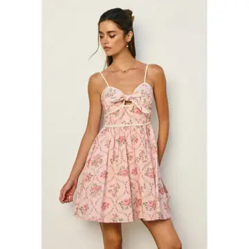 Floral Sleeveless Contrast Bind Mini Dress
