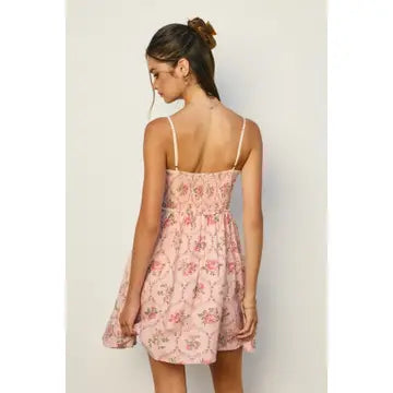 Floral Sleeveless Contrast Bind Mini Dress