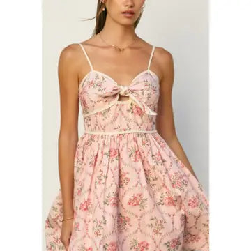 Floral Sleeveless Contrast Bind Mini Dress