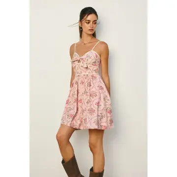 Floral Sleeveless Contrast Bind Mini Dress