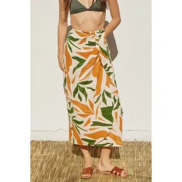 Round Hem Midi Wrap Skirt