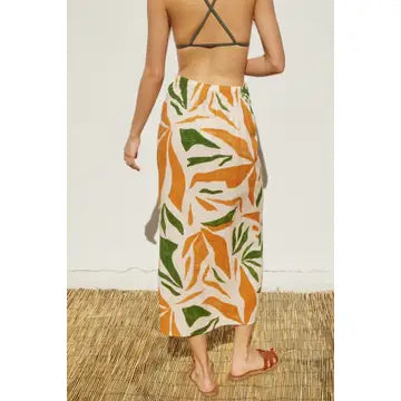 Round Hem Midi Wrap Skirt