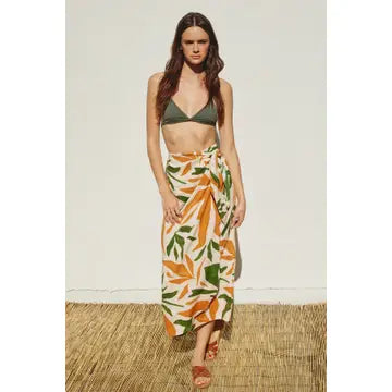Round Hem Midi Wrap Skirt