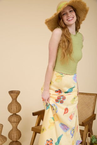 Smocked Ruffle Trim Sleeveless Top