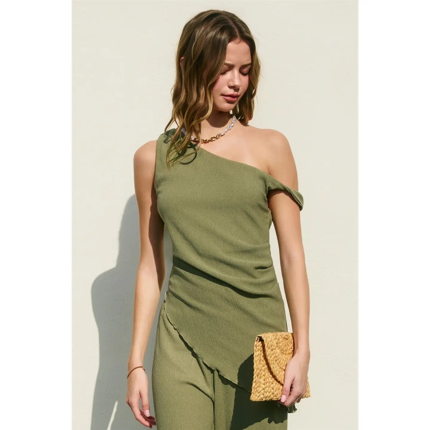 Soft Stretch One Shoulder Asymmetrical Top
