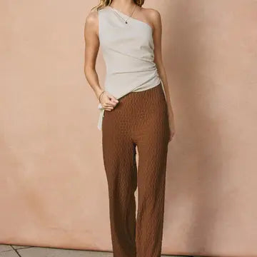 Linen One Shoulder Ruched Top