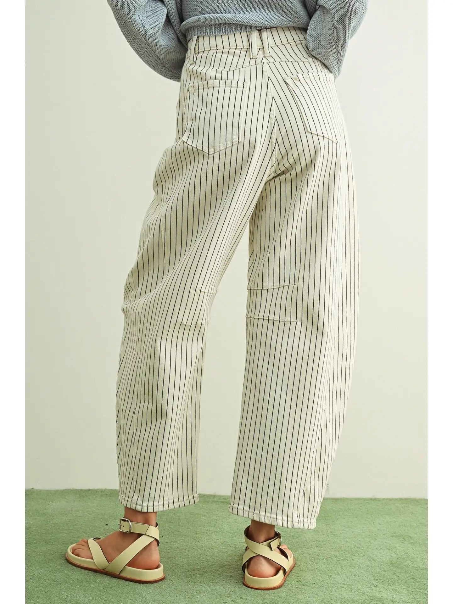Pinstriped Pattern Barrel Pants