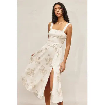 A Moment in Time Buckle Midi Dress