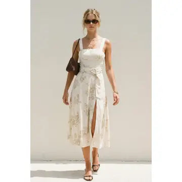 A Moment in Time Buckle Midi Dress