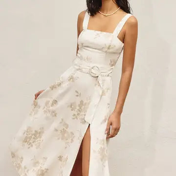 A Moment in Time Buckle Midi Dress