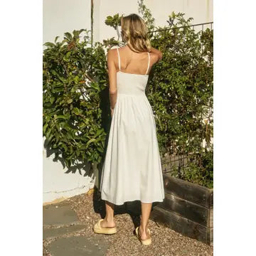 Linen Sweetheart Corset Midi Dress