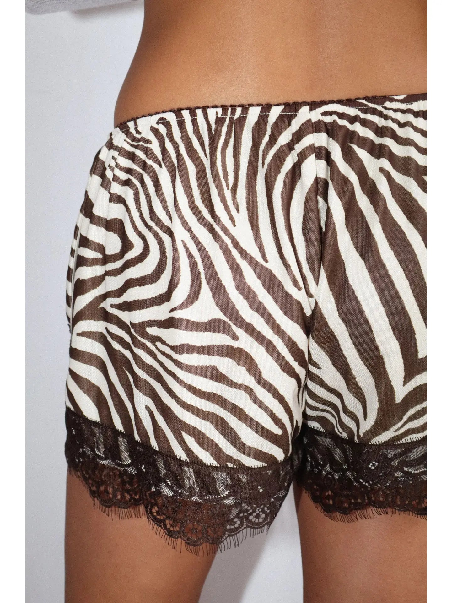 Zebra Print Lace Trim Shorts