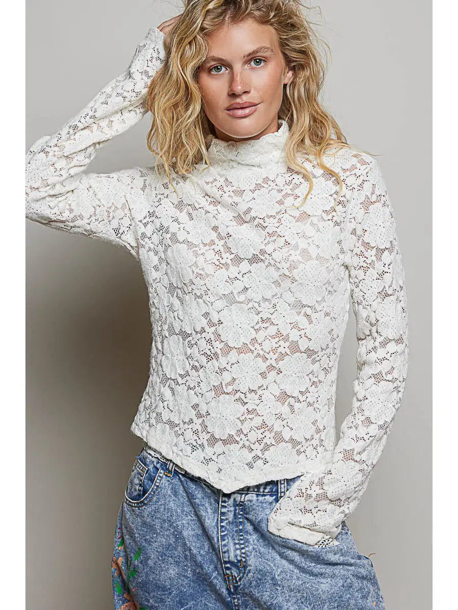 Petal & Pearl Long Sleeve Turtleneck Top