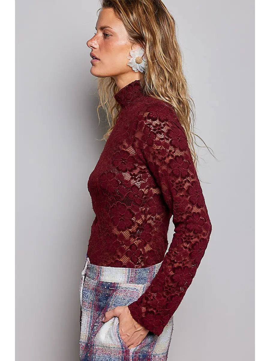 Petal & Pearl Long Sleeve Turtleneck Top