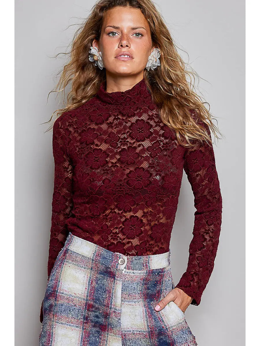 Petal & Pearl Long Sleeve Turtleneck Top
