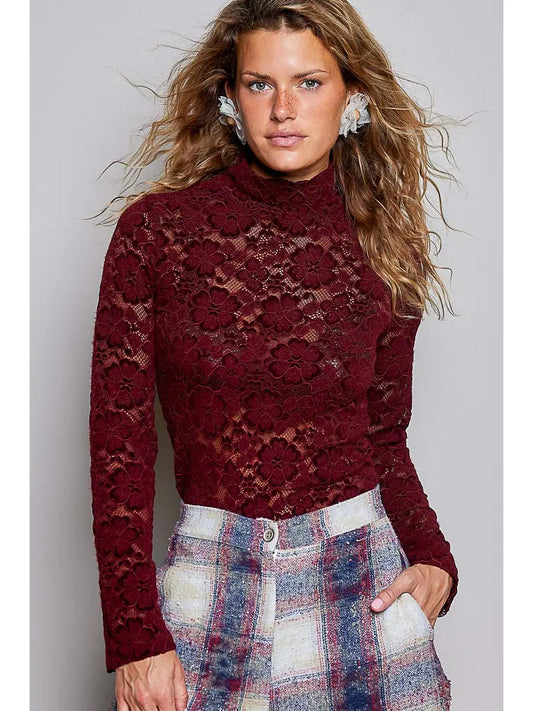 Petal & Pearl Long Sleeve Turtleneck Top