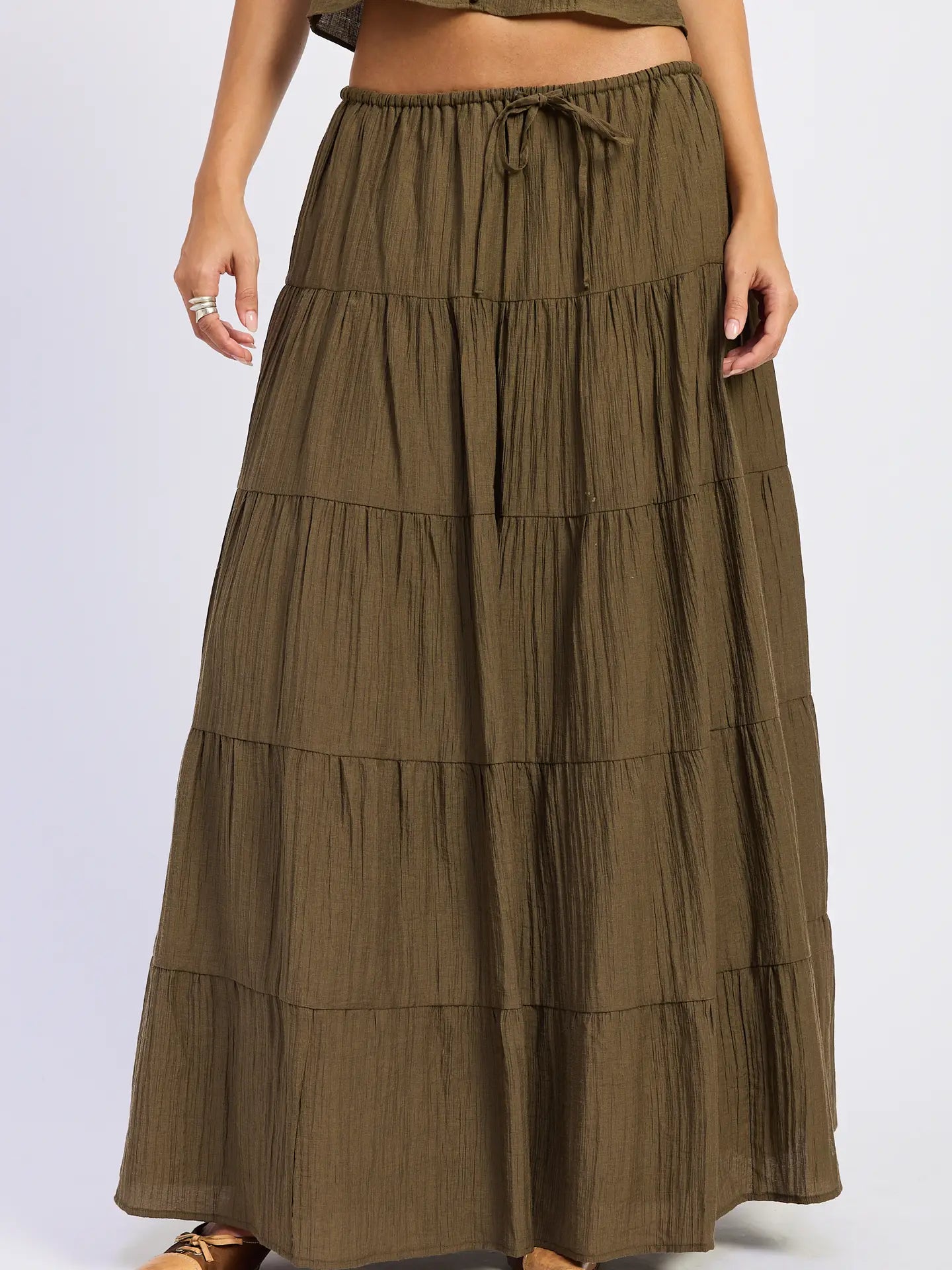 Get It Right Tiered Maxi Skirt