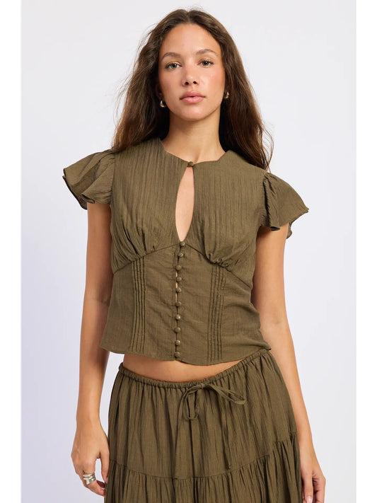 Get It Right Flutter Sleeve Blouse