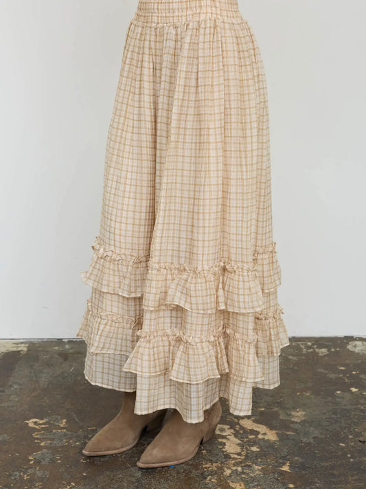Café Exotique Tiered Midi Skirt
