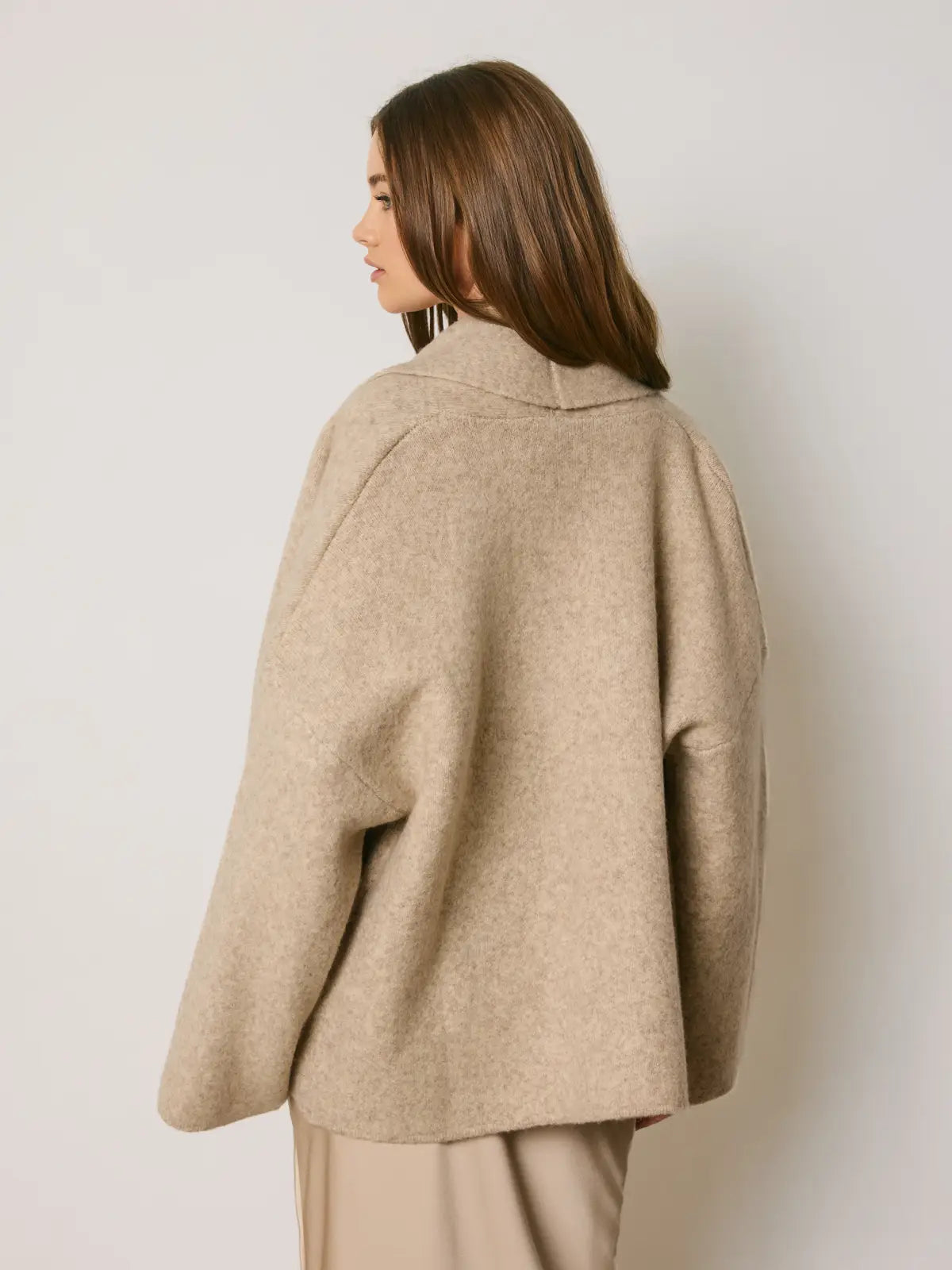 Relaxed Shawl Collar Open Front Cardigan