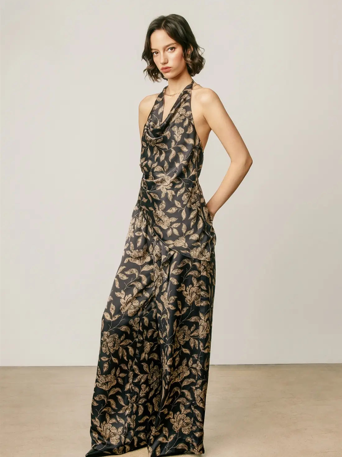 Botanical Satin Wide Leg Pants