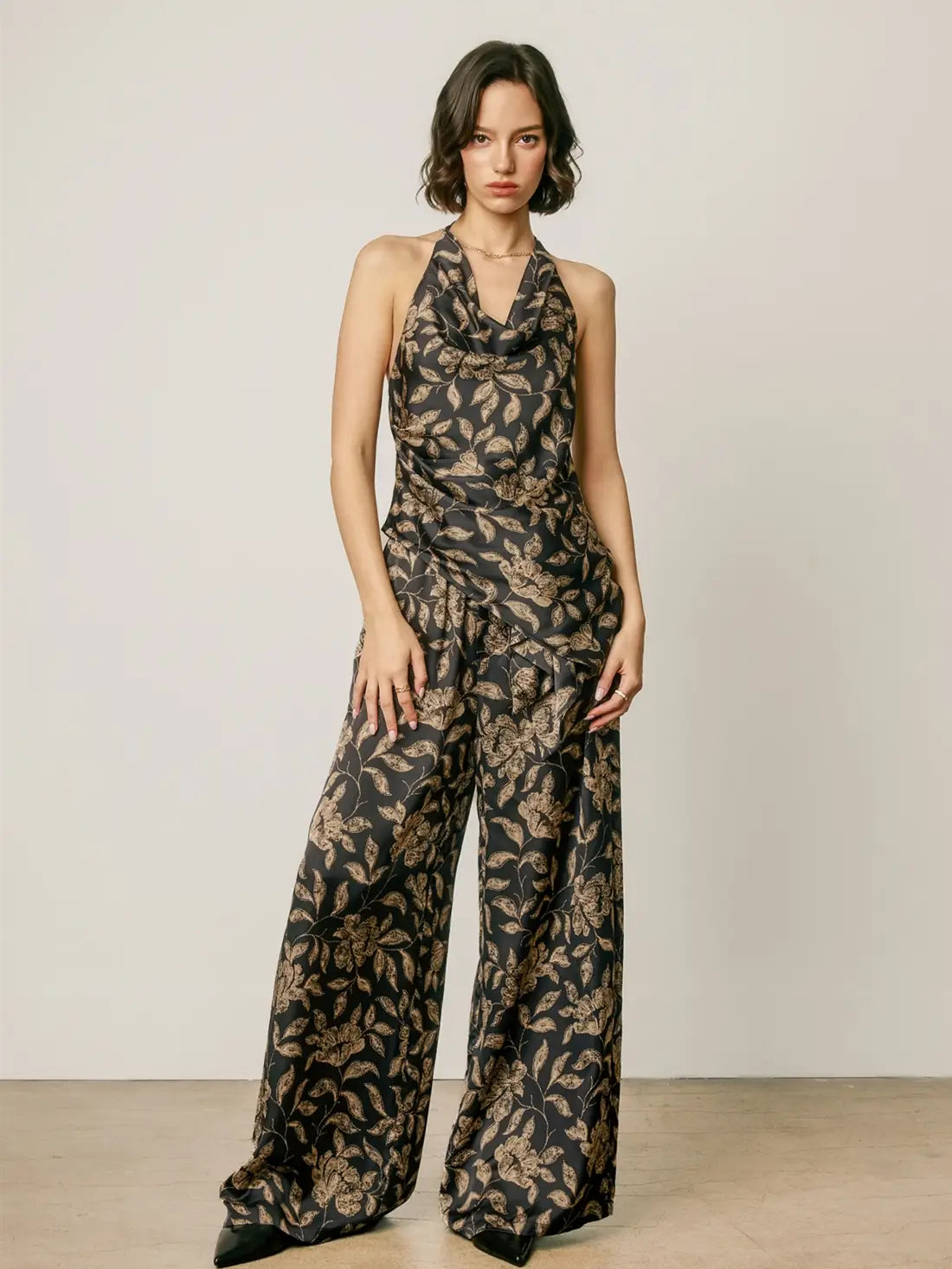 Botanical Satin Wide Leg Pants
