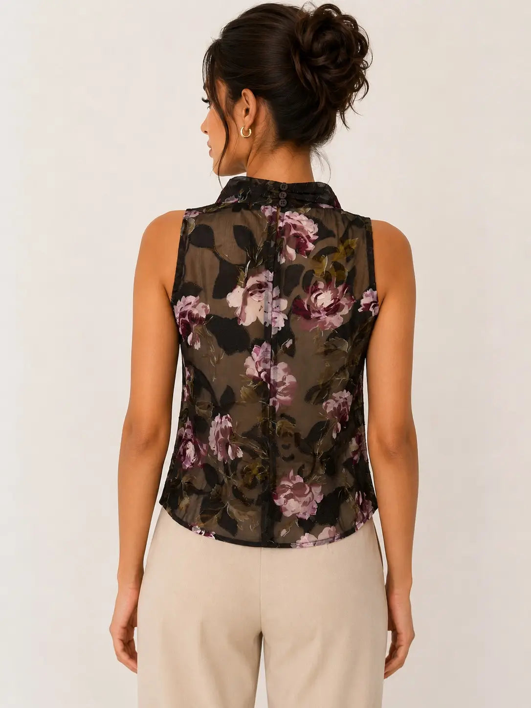 Ash Brown Fringe Cowl Neck Tank